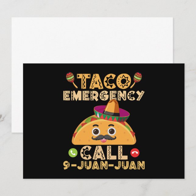 Convite Taco Emergency Call Funny Cinco de Mayo Mexicano (Frente/Verso)
