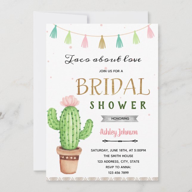 Convite Taco fofo sobre a festa do amor (Frente)