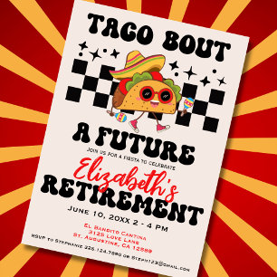 Convite Taco Retro sobre uma Graduação de Festa de Aposent