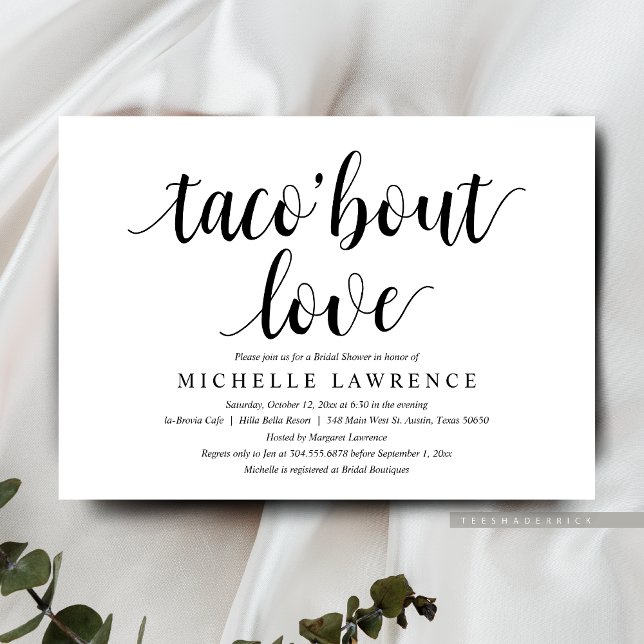 Convite taco sobre amor, Chá de panela moderno (Taco bout love, Modern Bridal Shower Party Celebration Invitation Card)