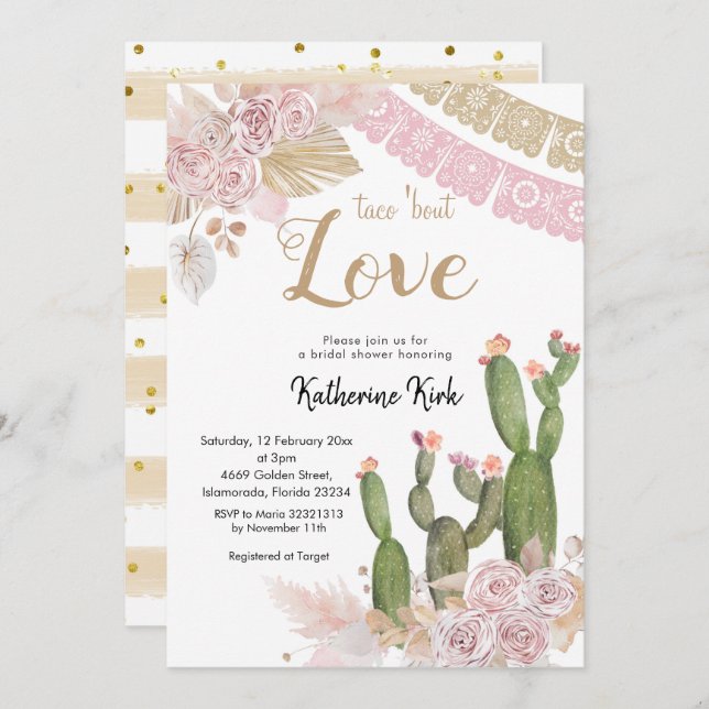 Convite Taco sobre Chá de panela de Amor (Frente/Verso)