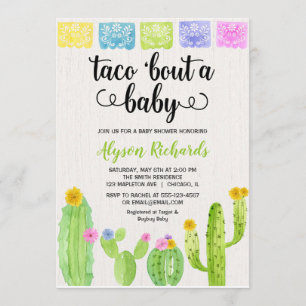 Convite Taco sobre um bebê, Fiesta cactus chá de fraldas