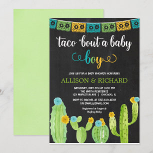 Convite Taco sobre um bebê, Fiesta cactus chá de fraldas