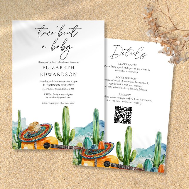 Convite Taco Sobre Uma Festa De Bebê Tudo Em Uma Festa De  (Taco Bout A Baby Fiesta All In One Baby Shower Invitation)