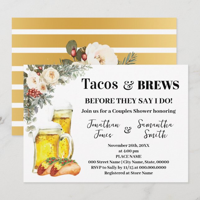 Convite Tacos & Brews Antes de Eu Fazer Chuveiro de Invern (Frente/Verso)