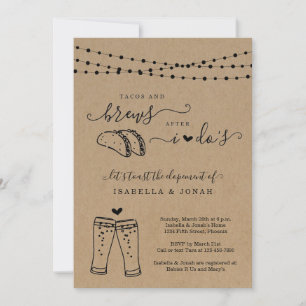Convite Tacos & Brews Após Recepção de Casamento Sem Cerim