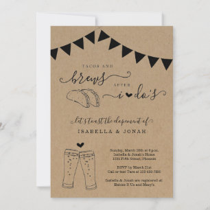 Convite Tacos & Brews Após Recepção de Casamento Sem Cerim