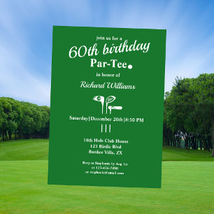 Convite Tacos de Golfe Par Tee Verde Branco Aniversário de