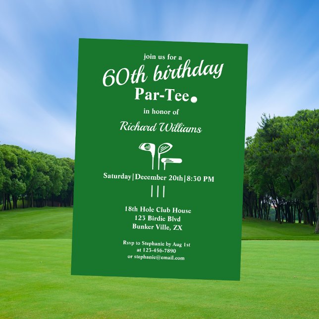 Convite Tacos de Golfe Par Tee Verde Branco Aniversário de (Criador carregado)