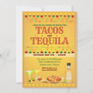 Convite Tacos e Tequila Cinco de Mayo Festa Mexicana