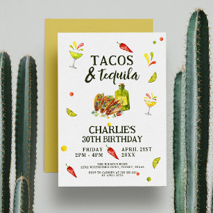 Convite Tacos e Tequila Divertidos Verão Festa de aniversá