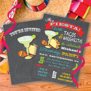 Convite Tacos e Tequilla Mexicana Fiesta Birthday