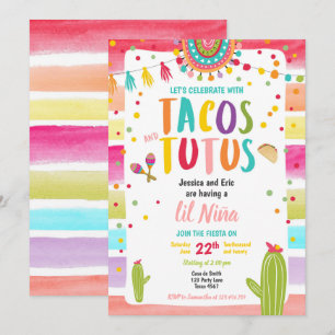 Convite Tacos e Tutus Casais Fiesta Mexicanos Chá de frald