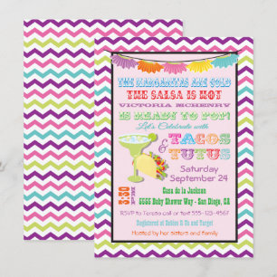 Convite Tacos e Tutus chás de fraldas Fiesta Mexicanos Co