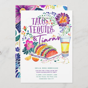 Convite Tacos Tequila Tiaras Last Fiesta Bachelorette