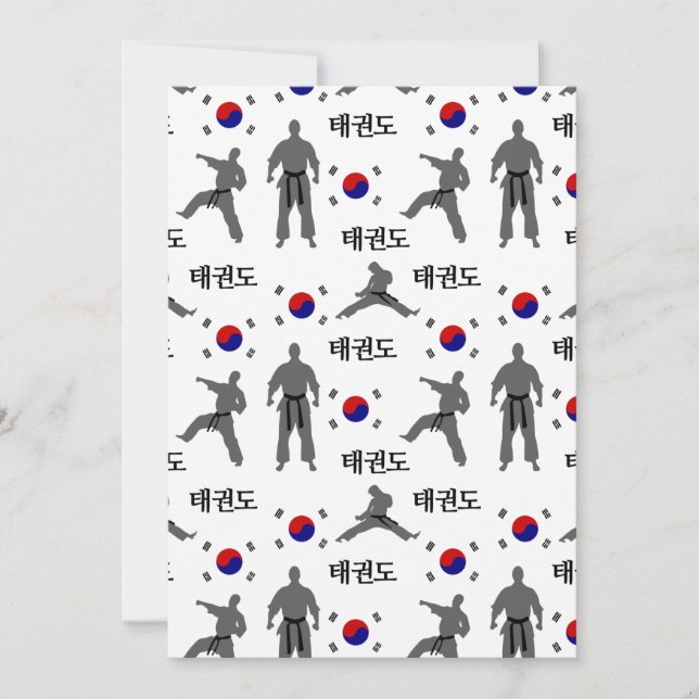 Convite Taekwondo Fighter Arte Marcial 태 권 도 Bandeira da C (Frente)