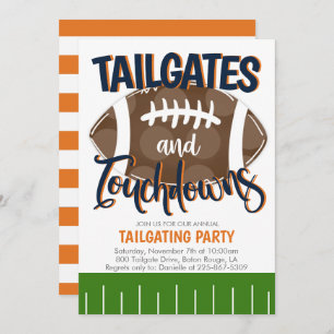 Convite Tailgates and Touchdowns Futebol QUALQUER COR DE E