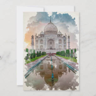 Convite Taj Mahal India Watercolor Art