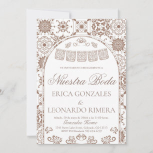 Convite Talavera Papel Picado Casamento Espanhol