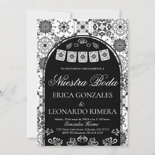 Convite Talavera Papel Picado Casamento Espanhol