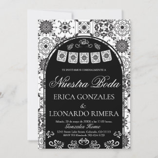 Convite Talavera Papel Picado Casamento Espanhol