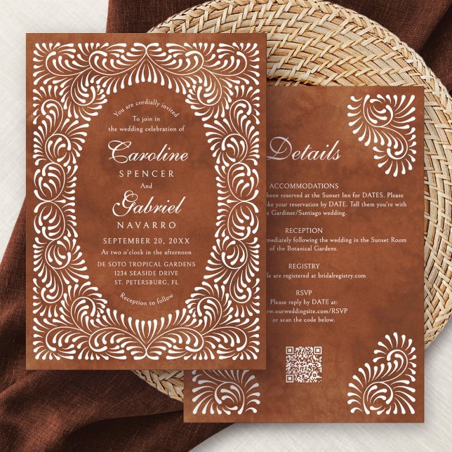 Convite Talavera Terracota Casamento Fiesta (Criador carregado)
