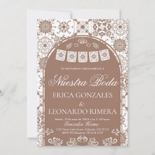 Convite Talavera Terracota Papel Picado Casamento Espanhol