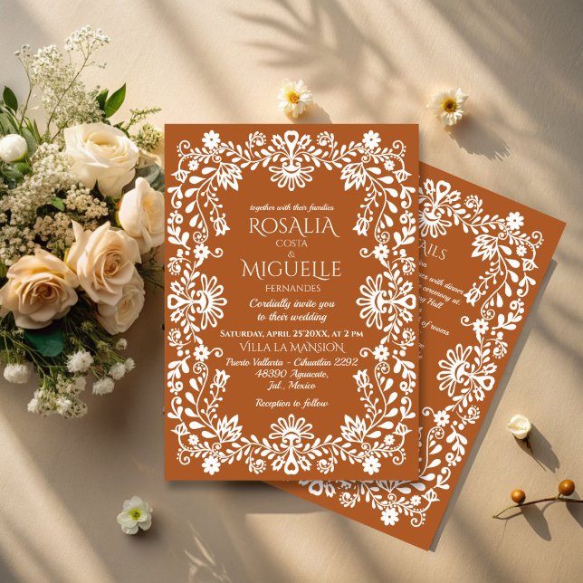 Convite Talavera terracotta casamento mexicano (Talavera terracotta vintage Mexican wedding Invitation cards with RSVP template instant download)