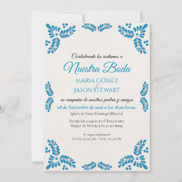 Convite Talavera Turquoise Minimalist Spanish Wedding
