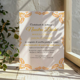 Convite Talavera Yellow Floral Minimalist Spanish Wedding
