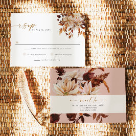 Convite TALIA Bohemian Terracotta Floral Blush RSVP