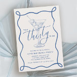 Convite Talk 30 To Me Whimsical Doodle Art 30th Birthday<br><div class="desc">Celebrate your big milestone in whimsical style with this fun Talk 30 To Me birthday party invitation. It features a handdrawn martini in a tall stemmed cocktail glass. A playful blue doodle handdrawn border frames the casual text in trendy style. The same border is repeated on the back of the...</div>
