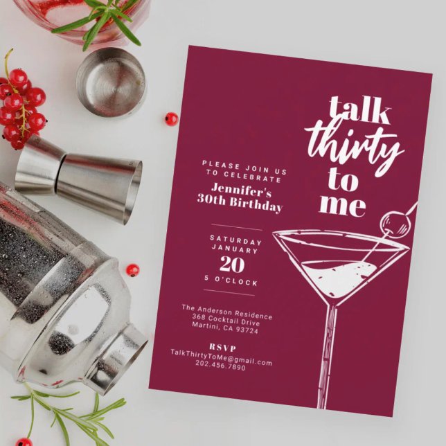 Convite Talk Thirty To Me 30th Martini Birthday Party (Criador carregado)