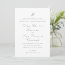 Convite Talula Cinza Elegant Wedding