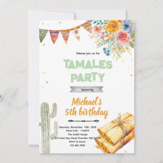 Convite Tamale birthday party invitation