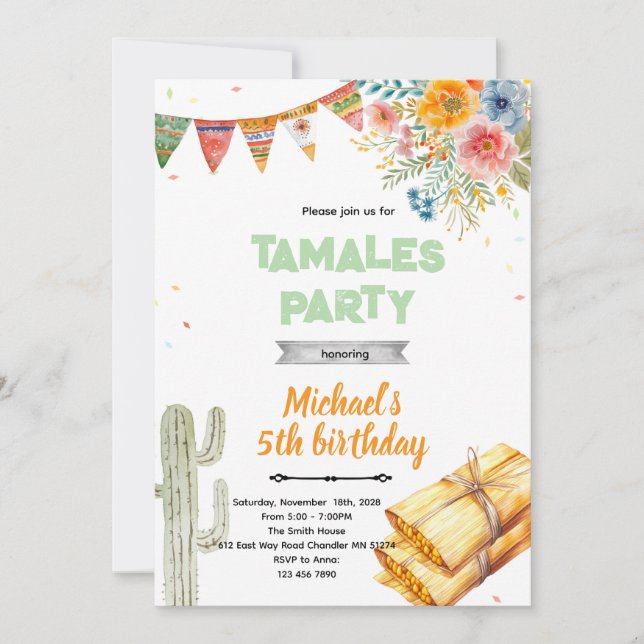 Convite Tamale birthday party invitation (Frente)