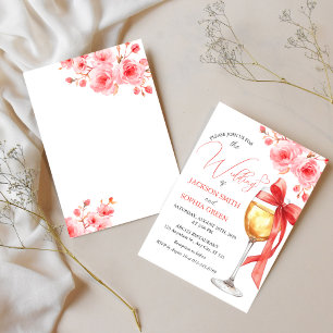 Convite Tâmera de Vinho Floral Vermelha Casamento Aquarela