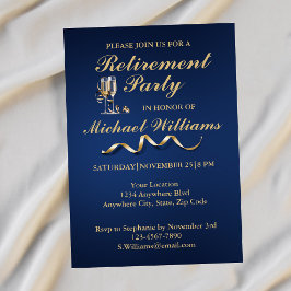 Convite Tampa de Champanhe Clássico Formal de Aposentadori
