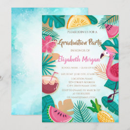 Convite Tampa de Formatura Brilhante, Formatura Tropical