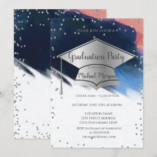 Convite Tampa de formatura com pincelada, Diamantes Gradua