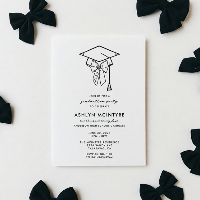 Convite Tampa de Formatura Minimalista com Laço (Criador carregado)