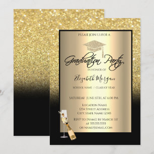 Convite Tampa de graduação com glitter dourado, Vinho, Vid
