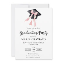 Tampa de Graduação com Laço Rosa Moderno e Elegant