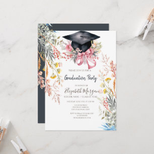 Convite Tampa de Graduação de Prado de Flores Silvestres L