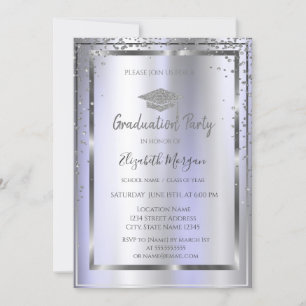 Convite Tampa de Graduacao Prateada Diamantes Violeta