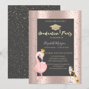 Convite Tampa de Graduação, Vinho, Flamingo Dourado Rosa G