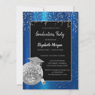 Convite Tampa de Gradução Prateada, Confete de Bola de Esp