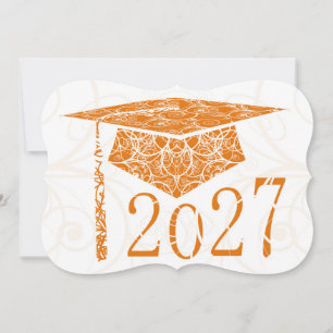 Convite Tampa Floral Laranja e Branco 2027 Card