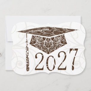 Convite Tampa Floral Marrom e Branco 2027 Card