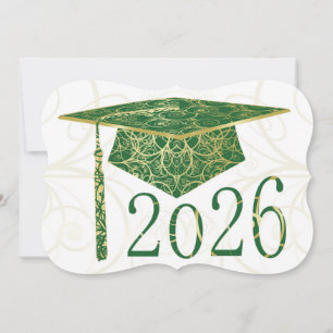 Convite Tampa Verde e Dourada Floral 2026 Card
